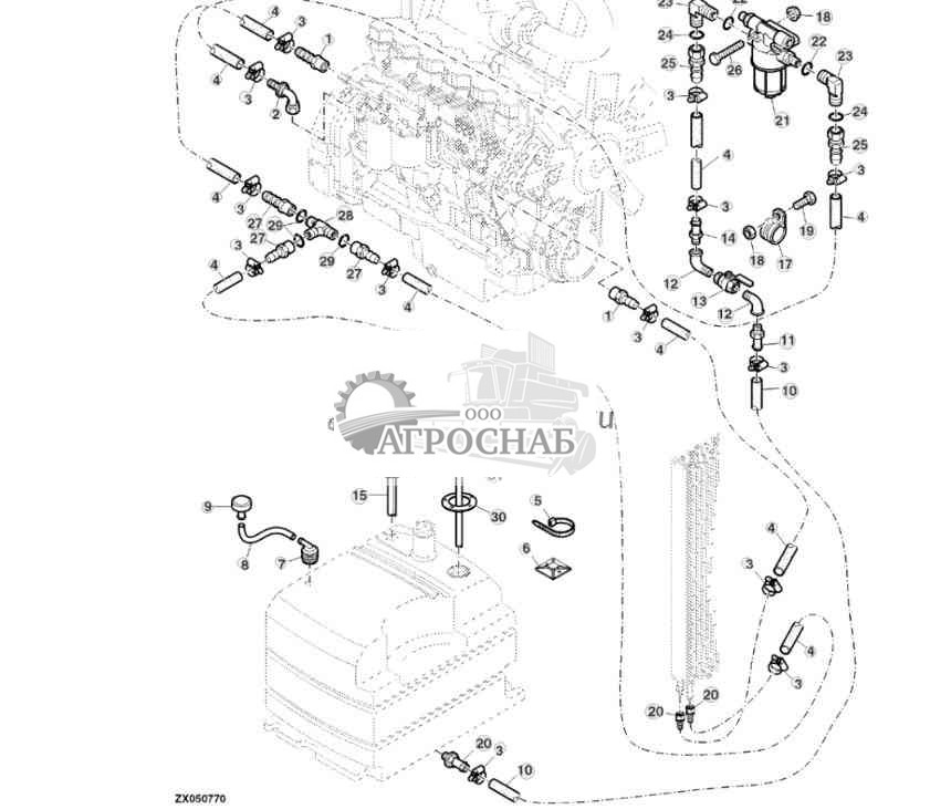 Fuel System Components (1100 Liter) Without Exhaust Gas Recirculation 